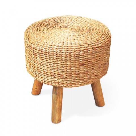 Lombok | Teak & lombok rattan stool