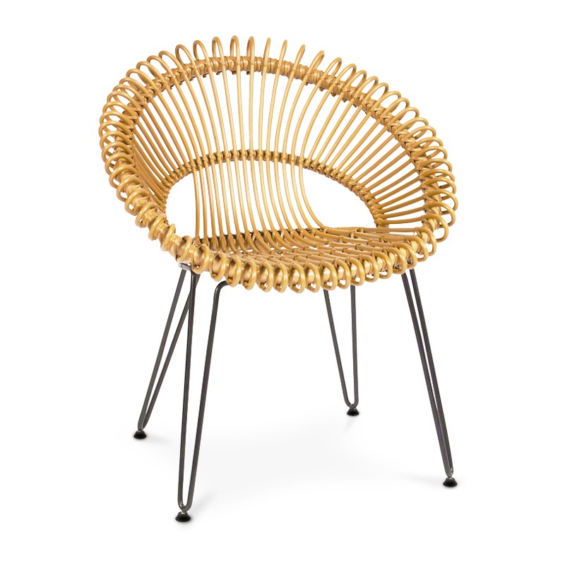 Flower | Cane rattan & iron dining chair